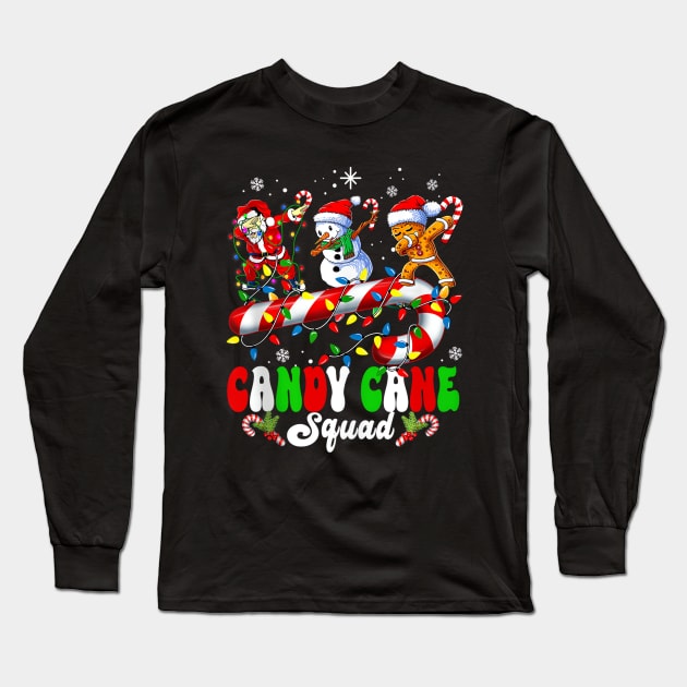 Candy Cane Squad - Christmas Dabbing Santa Xmas Lights pajamas Long Sleeve T-Shirt by Origami Fashion